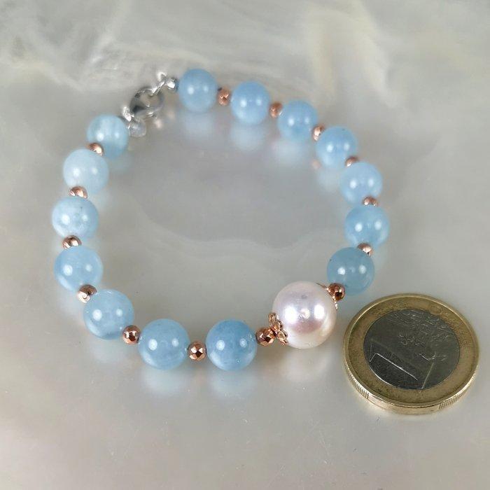 Armband Zilver Parel - Aquamarijn - SSP Ø11,4 mm roze, Handtassen en Accessoires, Armbanden