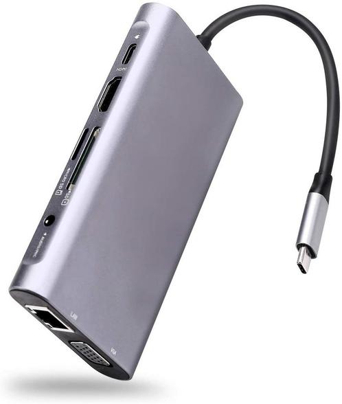 DrPhone MD3 - USB-C Hub - 10 in 1 Dock - Complete, Computers en Software, Overige Computers en Software, Nieuw, Verzenden