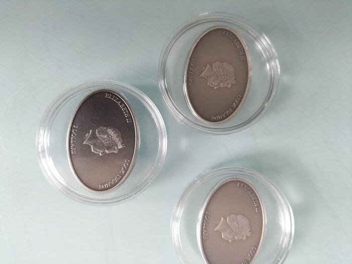 Cookeilanden. 5 Dollars (3 munten) (Zonder Minimumprijs), Postzegels en Munten, Munten | Europa | Niet-Euromunten