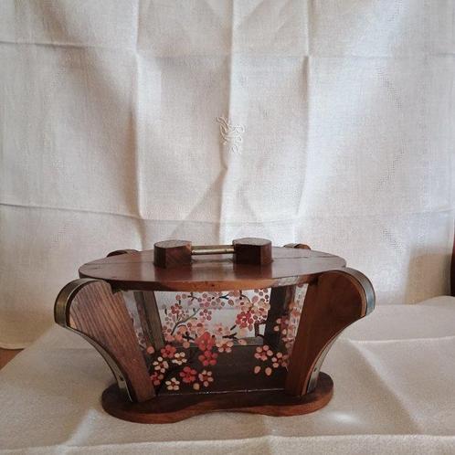 Koekjesdoos - Glas, Hout - Art deco koekjesdoos, Antiek en Kunst, Curiosa en Brocante