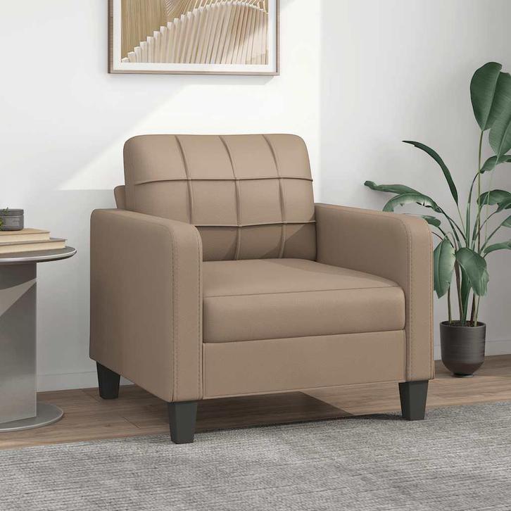 vidaXL Fauteuil 60 cm kunstleer cappuccinokleurig, Maison & Meubles, Canapés | Salons, Envoi