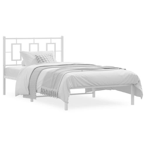 vidaXL Cadre de lit métal avec tête de lit blanc 100x200, Huis en Inrichting, Slaapkamer | Bedden, Verzenden