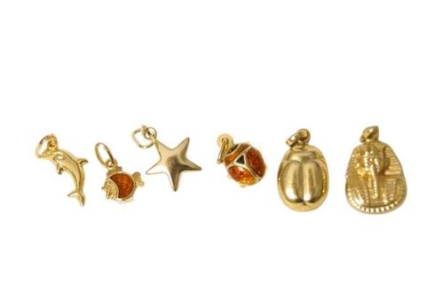 Pendentif - 18 carats Or jaune - collection de 6 charm, Handtassen en Accessoires, Antieke sieraden