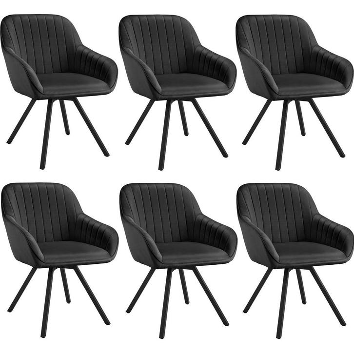 tectake Draaibare fluwelen stoel Snug, gestoffeerd - zwart,, Huis en Inrichting, Stoelen, Verzenden