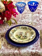 Toile de jouy tafelkleed romantische stijlmotieven op beige, Antiquités & Art