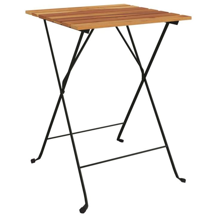 Bistrotafel Teak/Staal 55cm | OP = OP | Grote Besparing, Tuin en Terras, Tuinsets en Loungesets, Bijzettafel, Nieuw, Teakhout