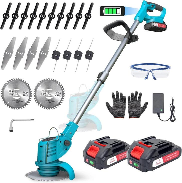Grastrimmer met accu - Kantenmaaier - Bosmaaier - Blauw - X-, Tuin en Terras, Grastrimmers, Nieuw, Verzenden