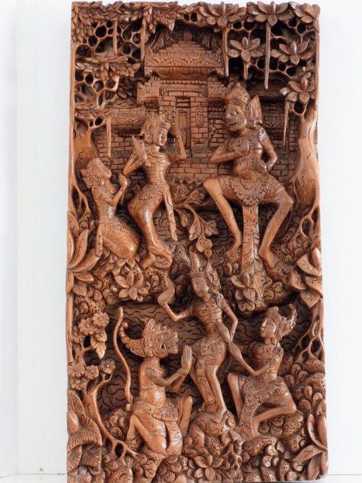 Houtsnijwerk 3D - Bali - Ramayana - Indonesië (Zonder, Antiek en Kunst, Kunst | Niet-Westerse kunst