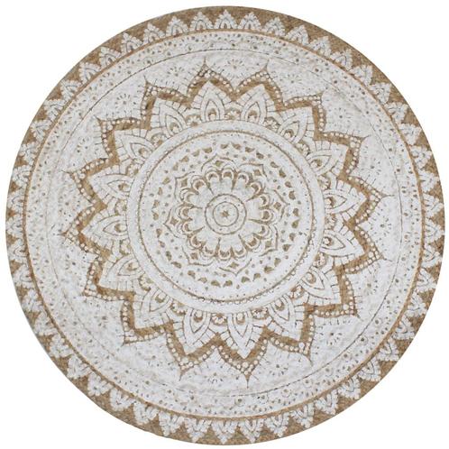 vidaXL Tapijt met print rond 150 cm gevlochten jute, Huis en Inrichting, Stoffering | Tapijten en Vloerkleden, Nieuw, Verzenden