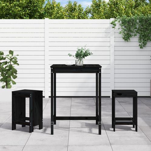 vidaXL 3-delige Tuinbarset massief grenenhout zwart, Tuin en Terras, Tuinsets en Loungesets, Nieuw, Verzenden