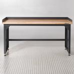 Datona Werkbank PRO - eiken werkblad - 200 cm - zwart -, Doe-het-zelf en Bouw, Werkbanken, Ophalen of Verzenden, Nieuw