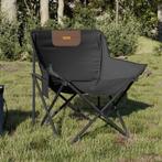 vidaXL Campingstoelen 2 st met vakje inklapbaar zwart, Tuin en Terras, Verzenden, Nieuw