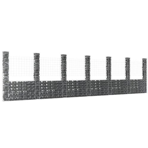 vidaXL Schanskorf U-vormig met 7 palen 740x20x200 cm ijzer, Tuin en Terras, Tuinhekken en Hekwerk, Nieuw, Verzenden