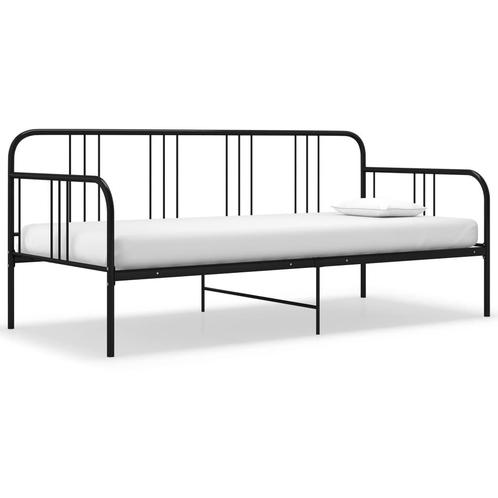 vidaXL Slaapbank metaal zwart 90x200 cm, Huis en Inrichting, Slaapkamer | Bedden, Nieuw, Verzenden
