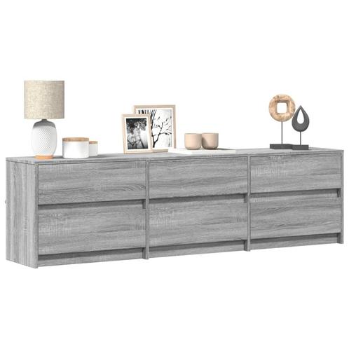 vidaXL Tv-meubel met LED 180x34x50 cm bewerkt hout grijs, Huis en Inrichting, Kasten |Televisiemeubels, Nieuw, Verzenden
