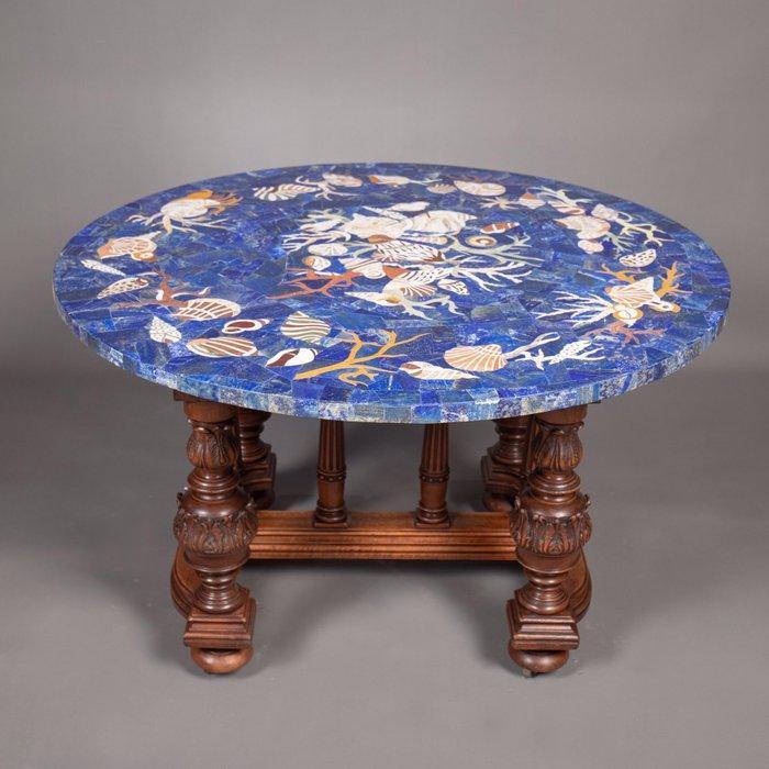 Salontafel - Lapis Lazuli, Marmer, walnoothout, Antiek en Kunst, Curiosa en Brocante