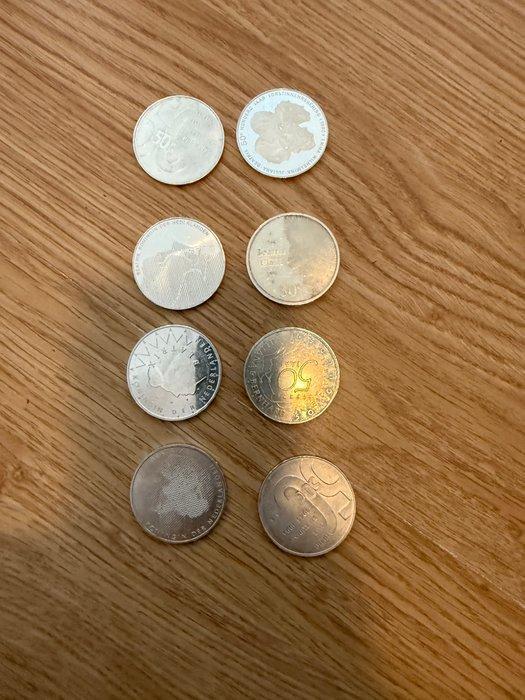 Nederland. 50 Gulden 1982/1998 Set van 8 zilveren, Postzegels en Munten, Munten | Nederland