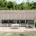 vidaXL 7-delige Loungeset met kussens staal wit, Tuin en Terras, Tuinsets en Loungesets, Verzenden, Nieuw, Loungeset