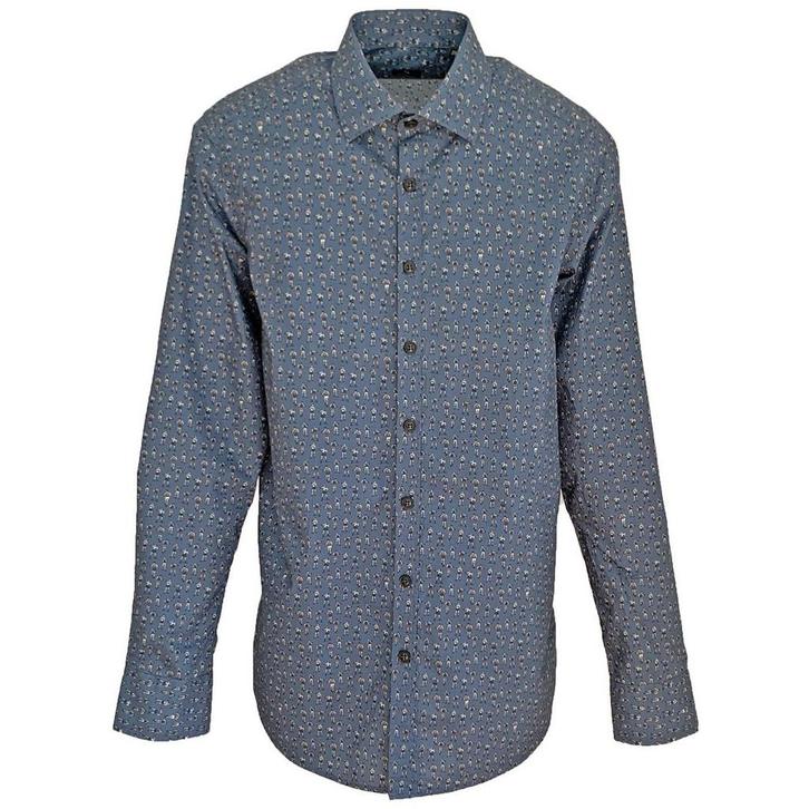 Zilton • blauw overhemd met motief • M, Kleding | Heren, Overhemden, Grijs, Nieuw, Verzenden
