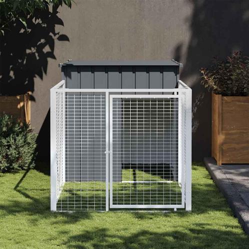 vidaXL Hondenhok met dak 110x201x110 cm gegalvaniseerd staal, Dieren en Toebehoren, Hondenhokken, Nieuw, Verzenden