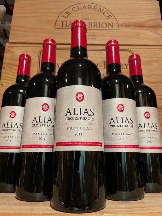 2011 Alias by Château Croizet-Bages - Pauillac - 6 Flessen, Verzamelen, Wijnen