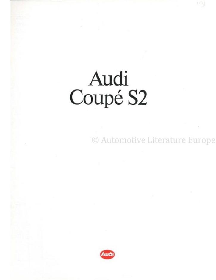 1991 AUDI COUPE S2 BROCHURE DUITS, Boeken, Auto's | Folders en Tijdschriften