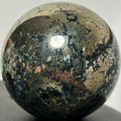 pyriet Fine Large Pyrite AAA Sphere - Hoogte: 10.28 cm -, Verzamelen, Mineralen en Fossielen
