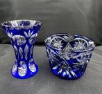 Petit vase et cendrier vintage en forme de trompette BLEU, Antiek en Kunst, Antiek | Glaswerk en Kristal
