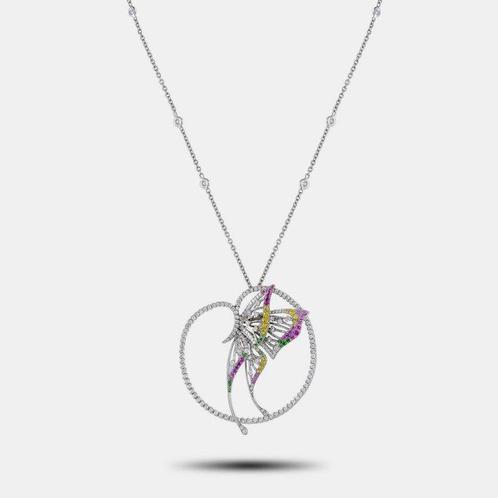 Bucherer - Collier - 18 carats Or blanc, Collier papillon en, Handtassen en Accessoires, Kettingen