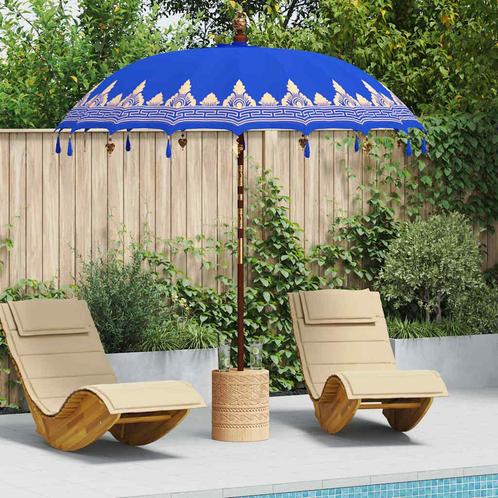 vidaXL Balinese Parasol Blauw (210-220) x 260 cm, Tuin en Terras, Parasols, Nieuw, Verzenden