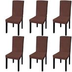 vidaXL Housse de chaise droite extensible 6 pcs marron, Jardin & Terrasse, Verzenden, Neuf