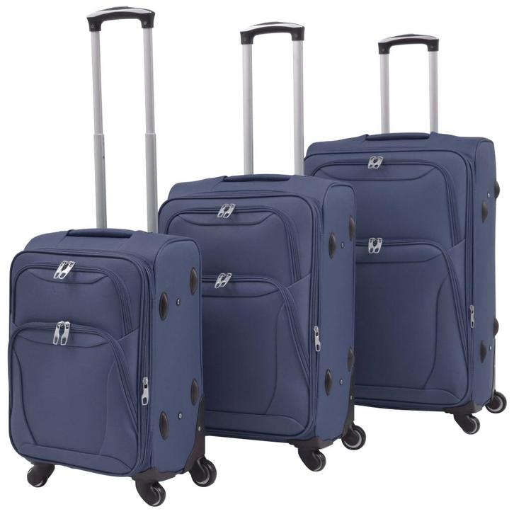 vidaXL Trolleyset marineblauw 3-delig, Handtassen en Accessoires, Koffers, Nieuw, Verzenden