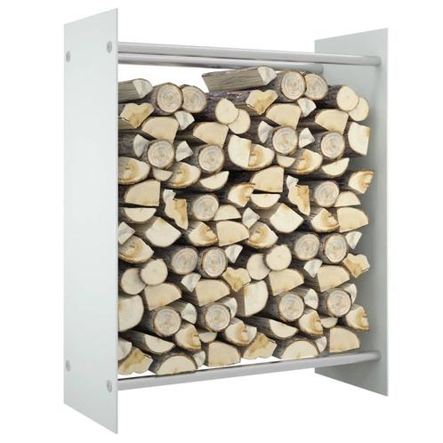 vidaXL Haardhoutrek 80x35x100 cm gehard glas wit, Tuin en Terras, Overige Tuin en Terras, Nieuw, Verzenden