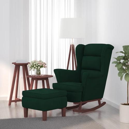 vidaXL Schommelstoel met houten poten voetenbank fluweel, Huis en Inrichting, Stoelen, Nieuw, Verzenden