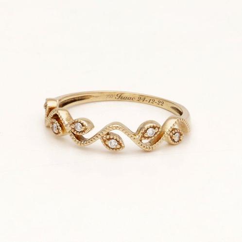 Zonder Minimumprijs - Ring - 18 karaat Geel goud - 0.06ct., Handtassen en Accessoires, Ringen