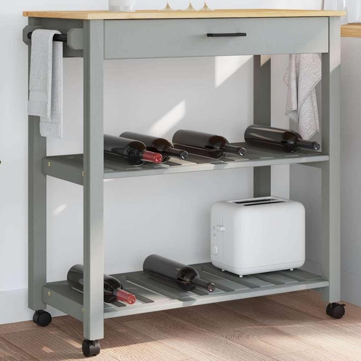 vidaXL Keukentrolley MONZA 84x40x88,5 cm massief grenenhout, Huis en Inrichting, Keuken | Keukenbenodigdheden, Nieuw, Verzenden