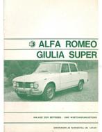 1971 ALFA ROMEO GIULIA SUPER BIJLAGE INSTRUCTIEBOEKJE DUITS
