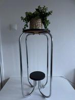 Plantentafel - Hout, Chroom - chrome buisframe