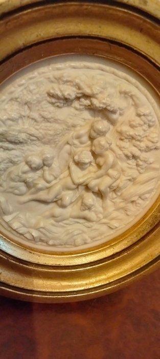 sculptuur, Médaillon sculpté marbre/ biscuit - 14 cm -, Antiek en Kunst, Curiosa en Brocante