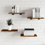 vidaXL Wandschappen 4 st 40x30x1,5 cm bewerkt hout gerookt, Huis en Inrichting, Woonaccessoires | Wandplanken en Boekenplanken