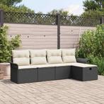 vidaXL Tuinbank Set met kussen met opslag 5 pcs Zwart Poly, Verzenden, Nieuw
