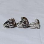 Argent, Rares Anneaux en Agate Moss et artisanat -