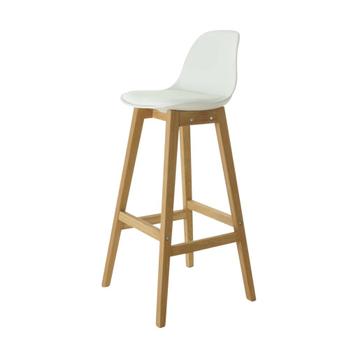 Houten barkruk met witte zitting | Kookeiland kruk