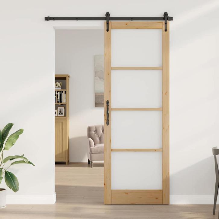 vidaXL Interne Deur met Glas ORKDAL Bruin 83 x 232 cm, Doe-het-zelf en Bouw, Deuren en Vliegenramen, Nieuw, Verzenden