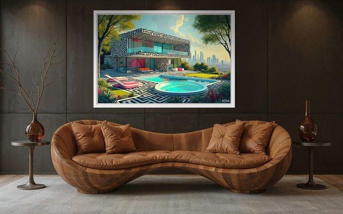 KOYA (1967) - LAtlas House Toile 1/1 XL, Antiquités & Art, Art | Peinture | Moderne