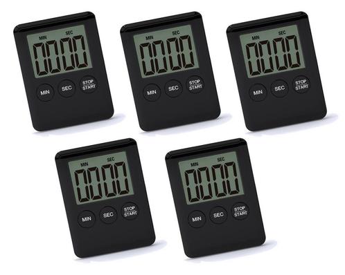 Set van 5 digitale timers, alarmklokken, zwart, Doe-het-zelf en Bouw, Gereedschap | Overige machines, Nieuw, Verzenden