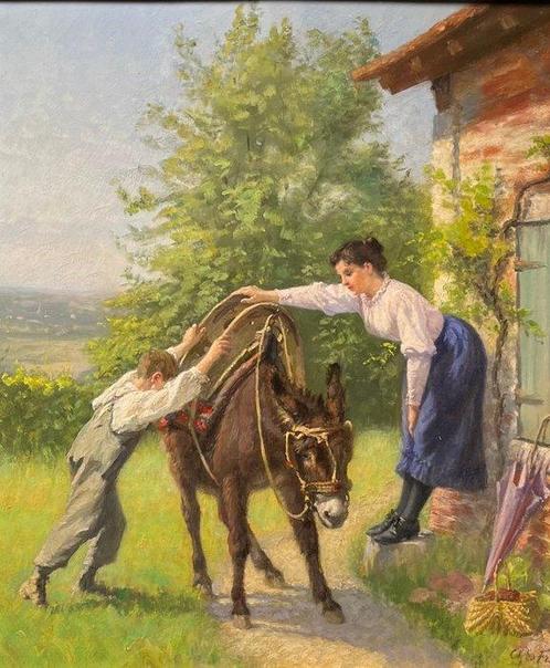 Charles Edouard Frere (1837-1894) - L’Ane scellé, Antiek en Kunst, Kunst | Schilderijen | Klassiek