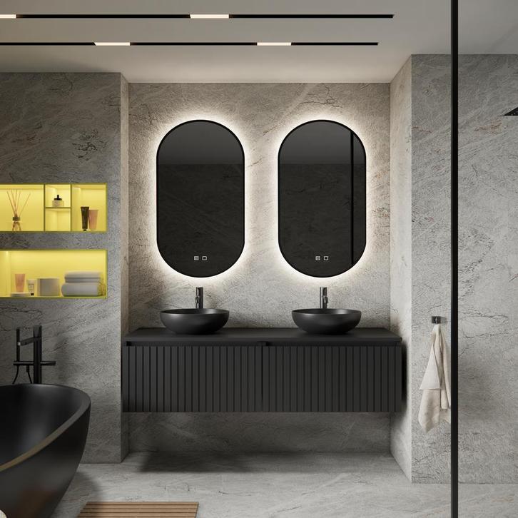 Badkamermeubelset BWS Linea | 140 cm | Mat Zwart, Doe-het-zelf en Bouw, Sanitair, Bad, Nieuw, Ophalen of Verzenden