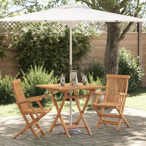 vidaXL 3-Delige Inklapbare Tuin Bistro Set Massief Hout, Tuin en Terras, Tuinsets en Loungesets, Nieuw, Verzenden