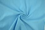 10 meter double gauze stof - Aqua blauw - 100% katoen, 200 cm of meer, Nieuw, Blauw, 120 cm of meer